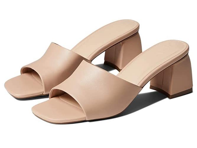 FARYL by Farylrobin Pip Womens 14 Sand Leather Slip-On Block Heel Sandal GAL1667