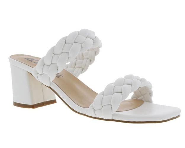 Bellini Fuss Sandals Women's 10W White Faux Leather Braided Strap Slide GAL1124