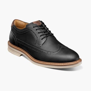 Florsheim Norwalk 13414-010 Oxford Mens US 9.5 Black Wingtip Dress Shoes GAL1438
