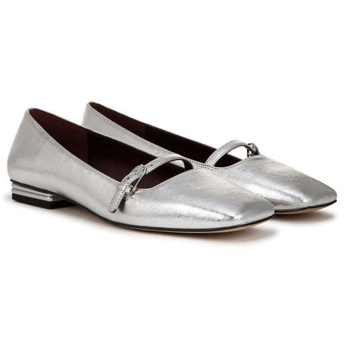 Franco Sarto Tayana Mary Jane Women's US 8 Silver Faux Leather Flat Shoes GAL970