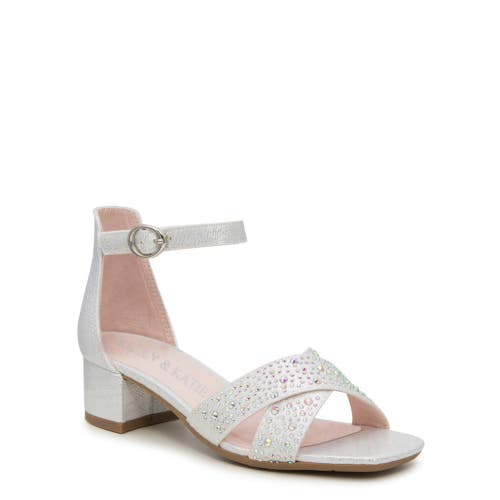 Kelly & Katie Kelsey Sandals Girls US 12 Silver Ankle Strap Block Heel GAL976