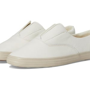 Keds Champion Square Toe Sneakers Womens 7.5 White Leather Slip On Shoes GAL1936