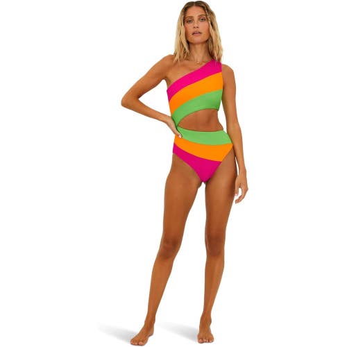 Beach Riot Joyce Swimsuit Women Small Multi Colorblock Stretch One-Piece GBO1157