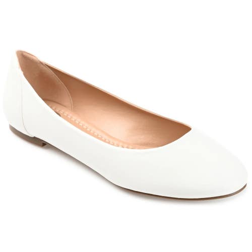 Journee Collection Kavn Ballet Flats Women's 8 White Round Toe Slip On GAL1881