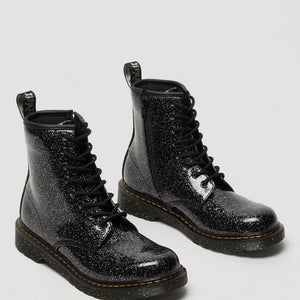 Dr. Martens 1460 27053001 Boots Youth US W7/M6 Black Glitter Side Zipper GAL999