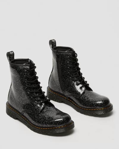 Dr. Martens 1460 27053001 Boots Youth US W7/M6 Black Glitter Side Zipper GAL999
