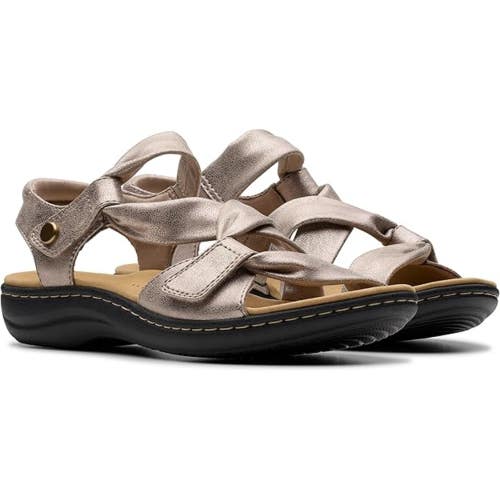 Clarks Laurieann Bell Sandals Womens US 7 Taupe Metallic Wedge Heel GAL1687