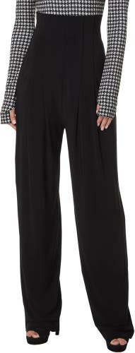 Norma Kamali Tailored Pleat Pants Women's XL Black Stretch High Waist GBO1180