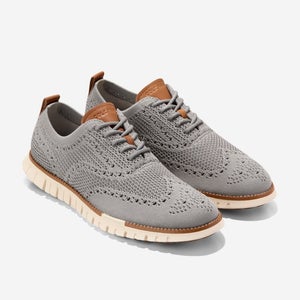 Cole Haan ZERGRAND Remastered Stitchlite Men's 10 Gray Wingtip Oxfords GAL1324