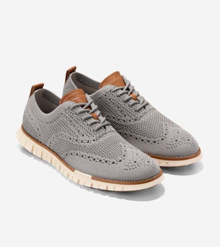Cole Haan ZERGRAND Remastered Stitchlite Men's 10 Gray Wingtip Oxfords GAL1324