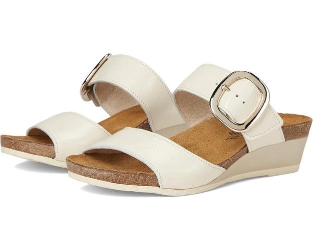 Naot Magic 104123-HAR Sandals Women's US 10 Ivory Leather Open Toe Slide GAL1157