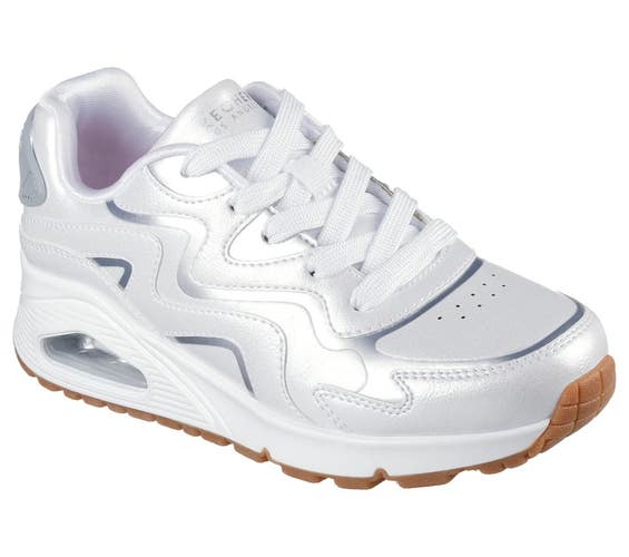 Skechers UNO Gen1 - Wavy Shimmer 310322L-WSL Kid 12.5 White Silver Shoes GAL1140