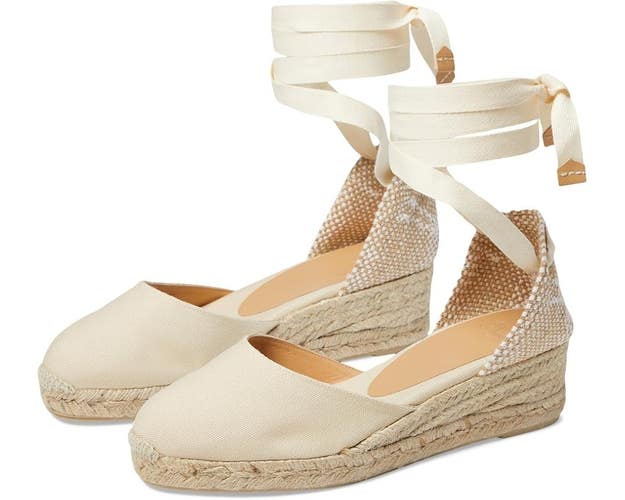 Castaner Carina 30 Sandals Women's US 8 Ivory Ankle Strap Espadrilles GAL1457