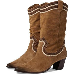 Bernardo Fremont Western Boots Women's 7 Brown Suede Block Heel Pull On GAL1868
