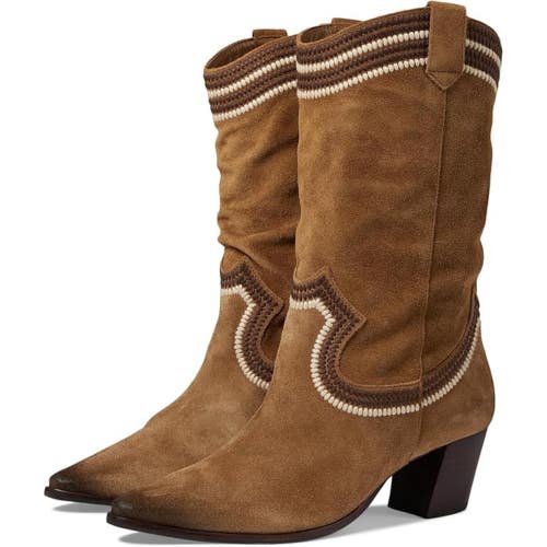 Bernardo Fremont Western Boots Women's 7 Brown Suede Block Heel Pull On GAL1868
