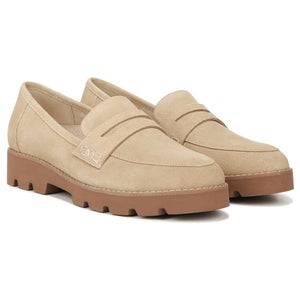 Vionic Cheryl II Loafers Womens US 6.5 Beige Suede Leather Slip On Shoes GAL1374