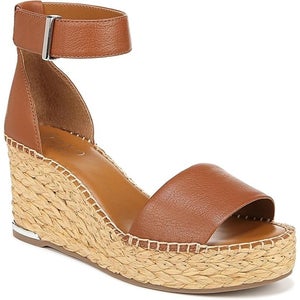 Franco Sarto Clemens Raffia Womens 8.5 Brown Leather Espadrille Sandals GAL1323