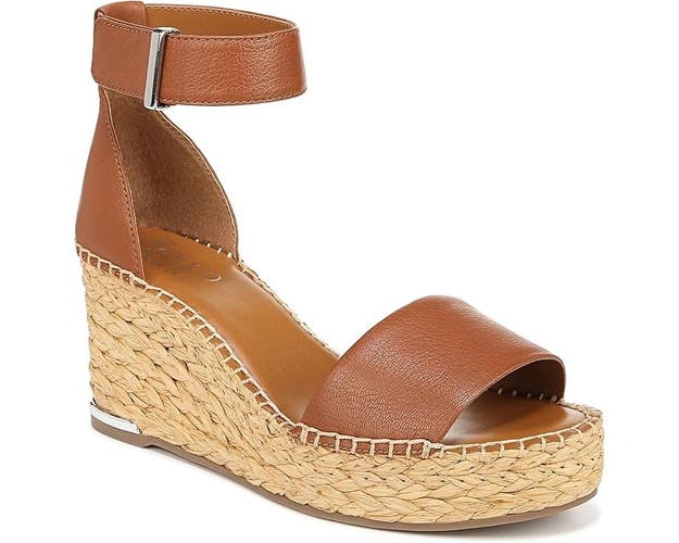 Franco Sarto Clemens Raffia Womens 8.5 Brown Leather Espadrille Sandals GAL1323