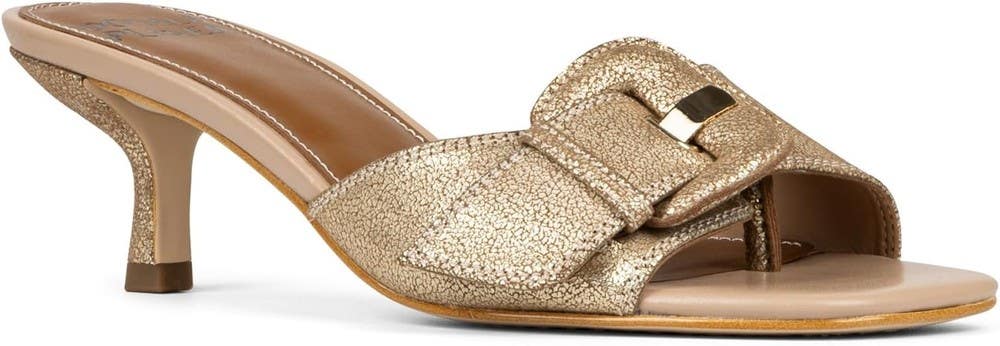 Donald Pliner Cherry Mule Womens US 8.5 Pale Gold Kitten Heel Sandals GAL1828