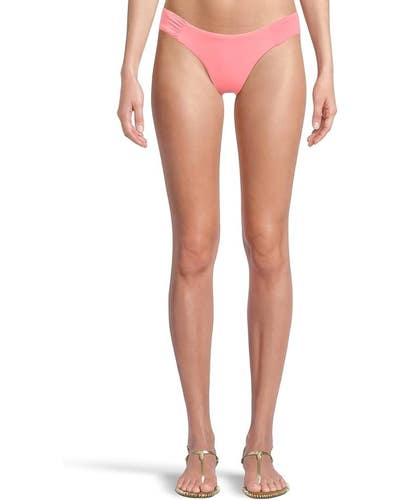 BECCA Color Code Adela Bottom Women's M Pink Shirred Tab Swimwear Beachy GBO1035