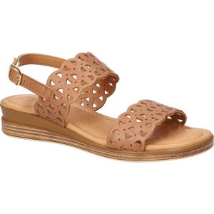 Bella Vita Zoe Sandals Womens 9W Whiskey Leather Cut Out Adjustable Strap GAL996