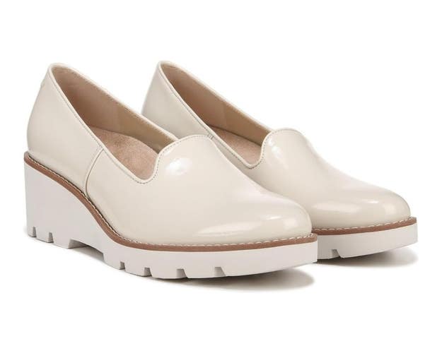 Vionic Willa I7294L4100 Loafers Women's US 6.5 Cream Patent Wedge Shoes GAL1086