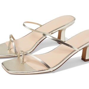 FARYL by Farylrobin Aria Women's US 13 Gold Leather Kitten Heel Sandal GAL1668