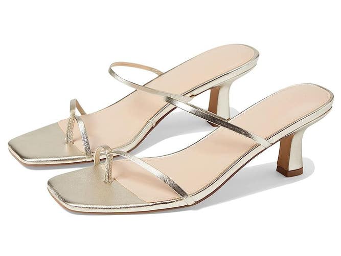 FARYL by Farylrobin Aria Women's US 13 Gold Leather Kitten Heel Sandal GAL1668
