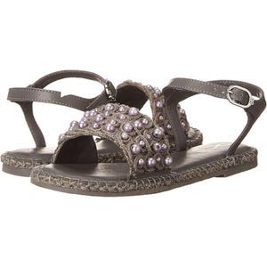 Sam Edelman Holly Sandals Girls US 1 Gray Beaded Open Toe Ankle Strap GAL1061 .