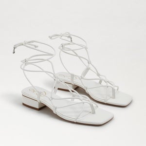 Sam Edelman Daffy Sandals Women's US 7.5 White Leather Square Toe Strappy GAL922