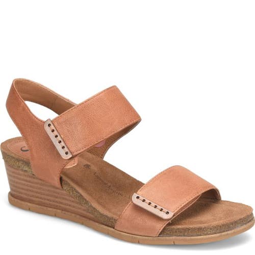 Sofft Verdi II Sandals Women's 11 Luggage Leather Adjustable Strap Wedge GAL1446