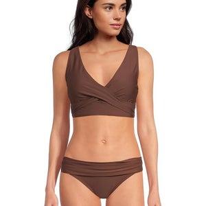 Sunsets Elsie Bikini Top Womens 36DD Brown Stretch Wide Straps Swimwear GBO1103