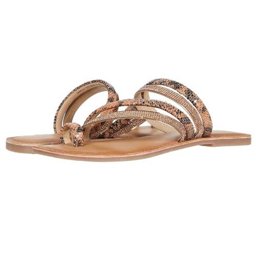 Chinese Laundry Solar Sandals Women's 8 Brown Leather Toe Loop Slip On GAL1062