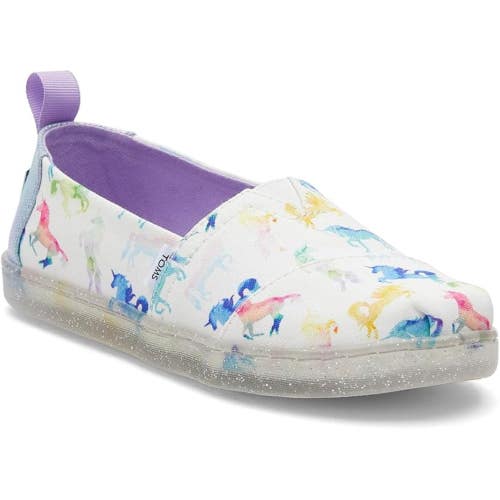 Toms Alpargata 10020115 Sneakers Kids 6 White Unicorn Print Slip On Shoes GAL975