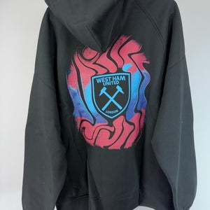 West Ham United FC Oversized Pullover Hoodie Black Graphic Men's Size M NWT $90