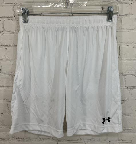 Under Armour 96510 Youth 100% Polyester Loose Fit Athletic Shorts White Large