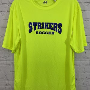 A4 N3142 Adult's 100% Polyester STRIKERS Soccer Shirt Bright Yellow Small