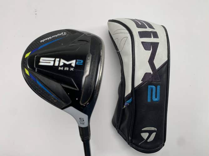 TaylorMade SIM2 MAX 5 Fairway Wood 18* HZRDUS 6.5 Blue X Stiff Mens RH HC