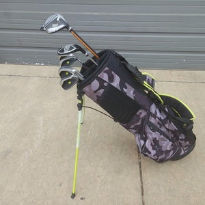 Top Flite Camo 11 Piece Regular Flex Complete Golf Set Stand Bag Cleveland Nike