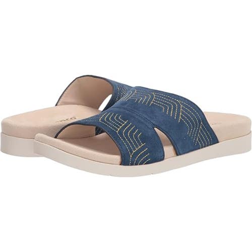 Spenco Twilight Ellie SP1070PEA Sandals Women's US 8W Blue Suede Slides GAL2111