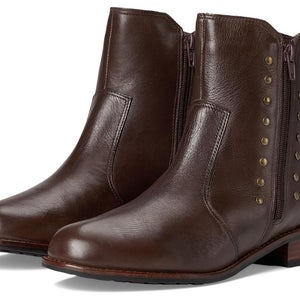 David Tate Maestro Boots Womens US 9.5 Brown Leather Studded Side Zipper GAL2099