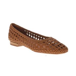 Toms Briella 10022004T-200 Ballet Flats Women 9 Brown Woven Basket Suede GAL1960