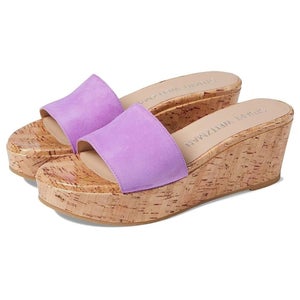 Stuart Weitzman Summer Sandals Women's US 8.5 Lilac Leather Wedge Heel RHS6212
