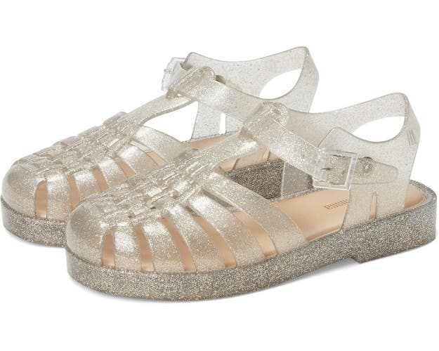Mini Melissa Possession 33521 Sandal Girl's US 1 Beige Glitter Fisherman GAL1951