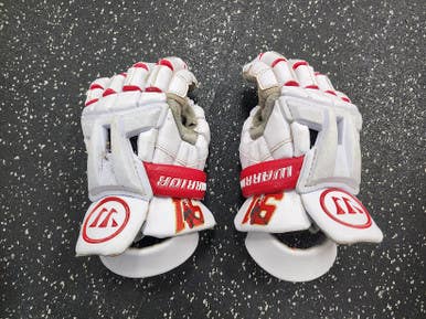 Used Warrior BURN XP Lacrosse Gloves Junior White MD 11849-S000035315