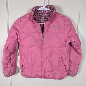The North Face 550 Reversible Down Puffer Winter Jacket Coat Girls M Pink Plaid