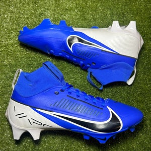 Size 10 Nike Vapor Edge Pro 360 2 Cleats Football Lacrosse White Royal Blue