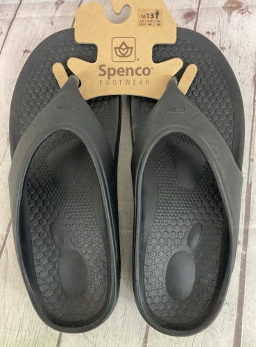 Spenco Footwear Men's Rubber Recovery Thong Flip Flops Black US Men's 11