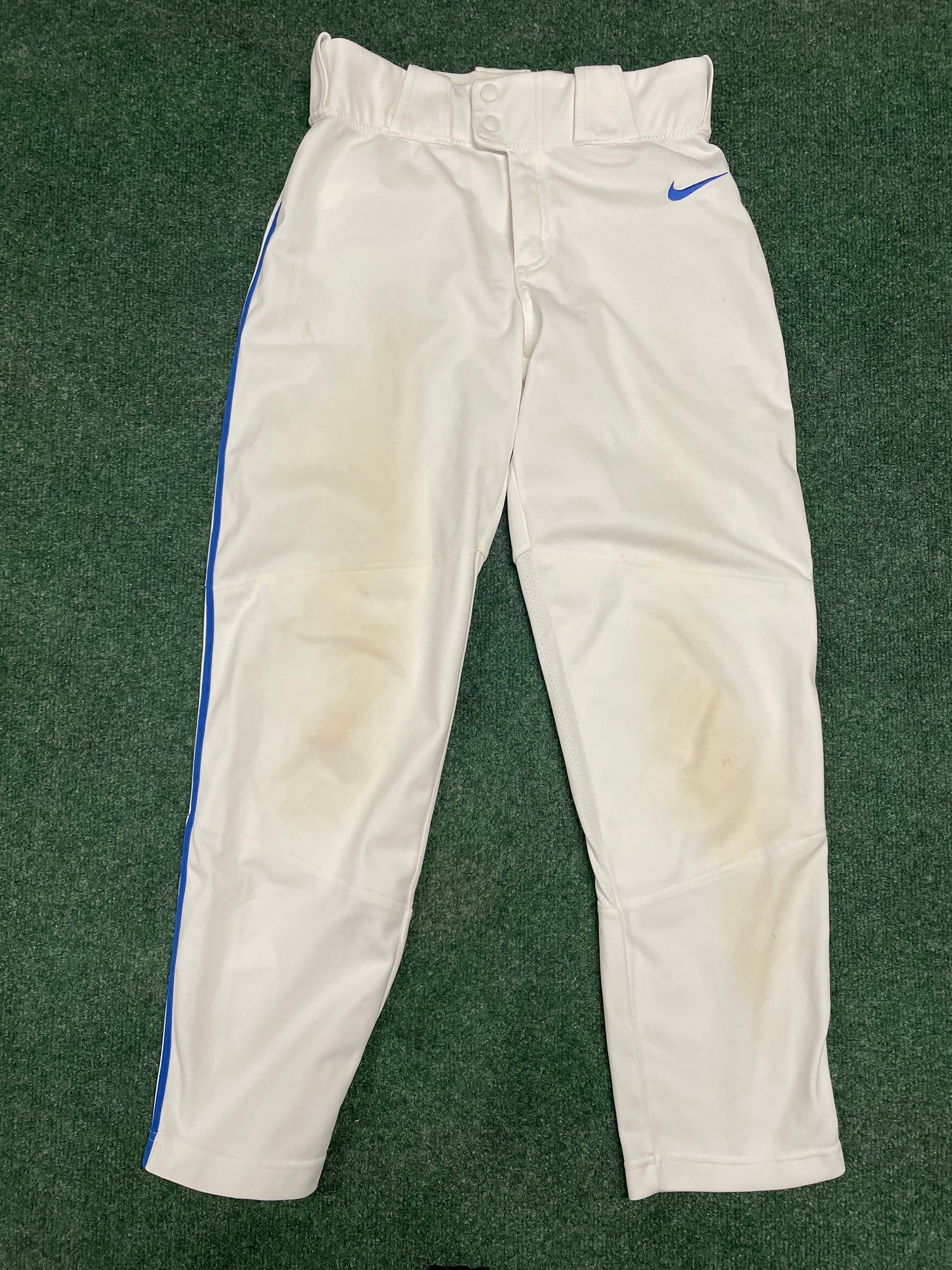 white nike baseball pants with black piping