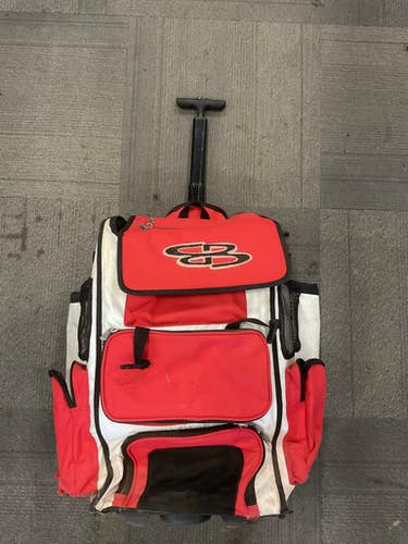 Used BoomBah BASEBALL WHEELED BAG BB/SB Player Wheeled Bag Red And White 11614-S000228787